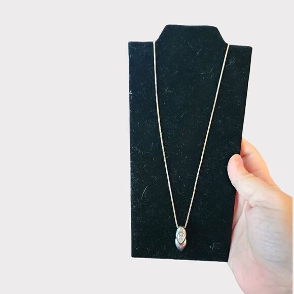 Vintage Sterling Silver 925 Double Teardrop Italy Sparkling Pendant Necklace - Picture 7 of 9